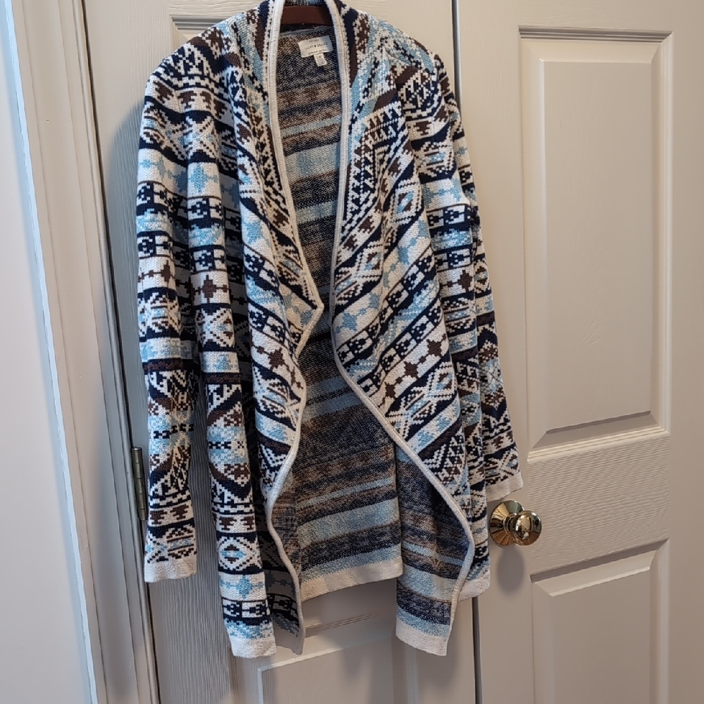Lucky Brand Blue and Brown Knit Cardigan